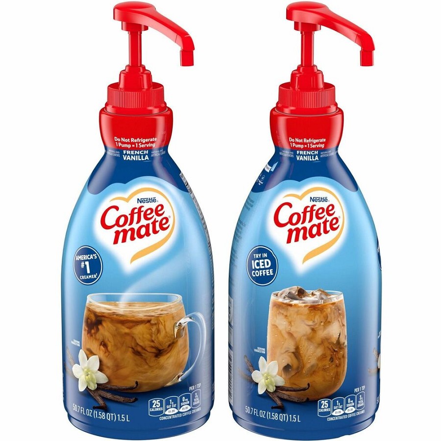 Coffee mate French Vanilla Liquid Concentrate Coffee Creamer - Pump Bottle - French Vanilla Flavor - 50.70 fl oz (1.50 L) - 600 Serving - 2 / Carton 