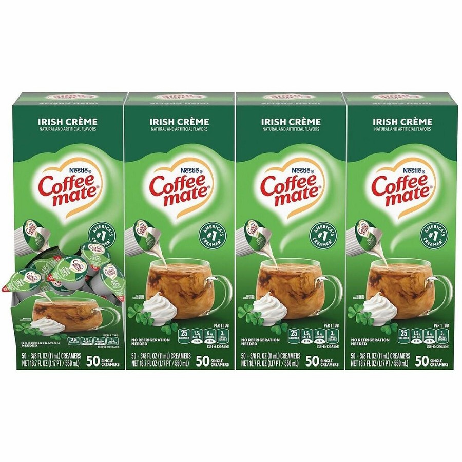 Coffee mate Irish Creme Nondairy Liquid Creamer Singles - Irish Cream Flavor - 0.38 fl oz (11 mL) - 200 Serving - 50/Box - 4 / Carton 