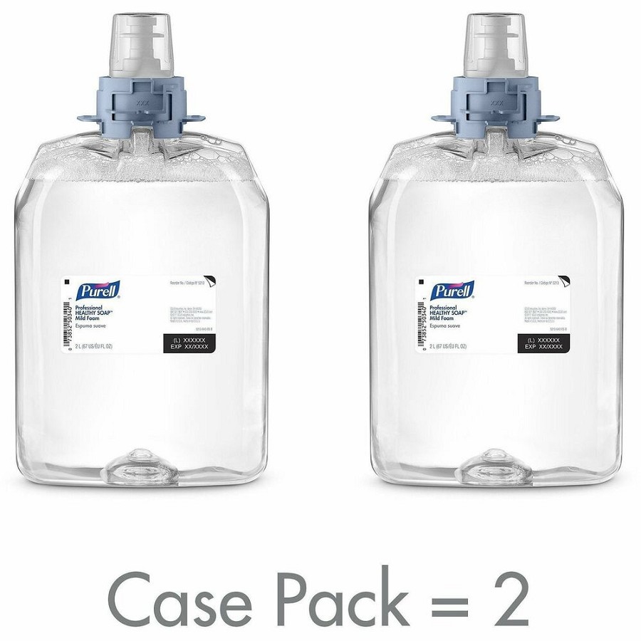 PURELL FMX-20 HEALTHY SOAP  Mild Foam Refill - Fragrance-free Scent - 2.11 quart - Dirt Remover, Kill Germs - Hand, Skin - Moisturizing - Clear - Dye-free, Bio-based - 2 / Carton 
