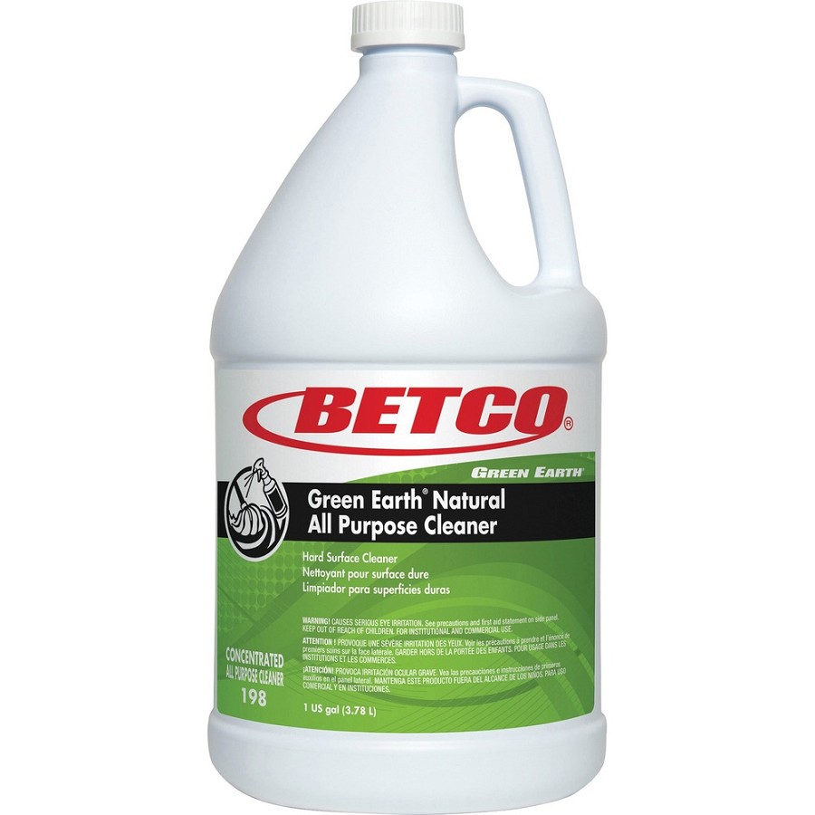 Betco Green Earth Natural All Purpose Cleaner - Concentrate - 128 fl oz (4 quart) - Clean Scent - Bio-based, Solvent-free, Streak-free, Non-smearing - Green Bottle - 1 Each 