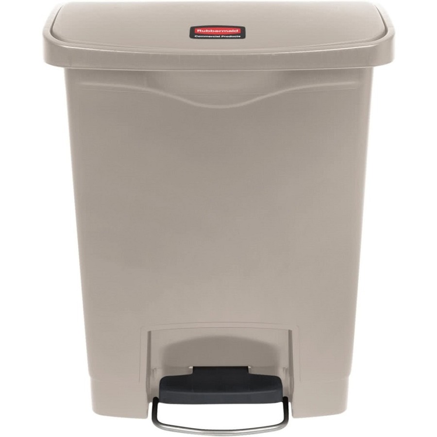 Rubbermaid Commercial 8G Slim Jim Front Step Container - Step-on Opening - 8 gal Capacity - Rectangular - Manual - Durable, Foot Pedal, Easy to Clean, Hinged, Fire-Safe, Chemical Resistant - 21.1' Height x 10.6' Width - Plastic, Resin - Beige - 1 Each 