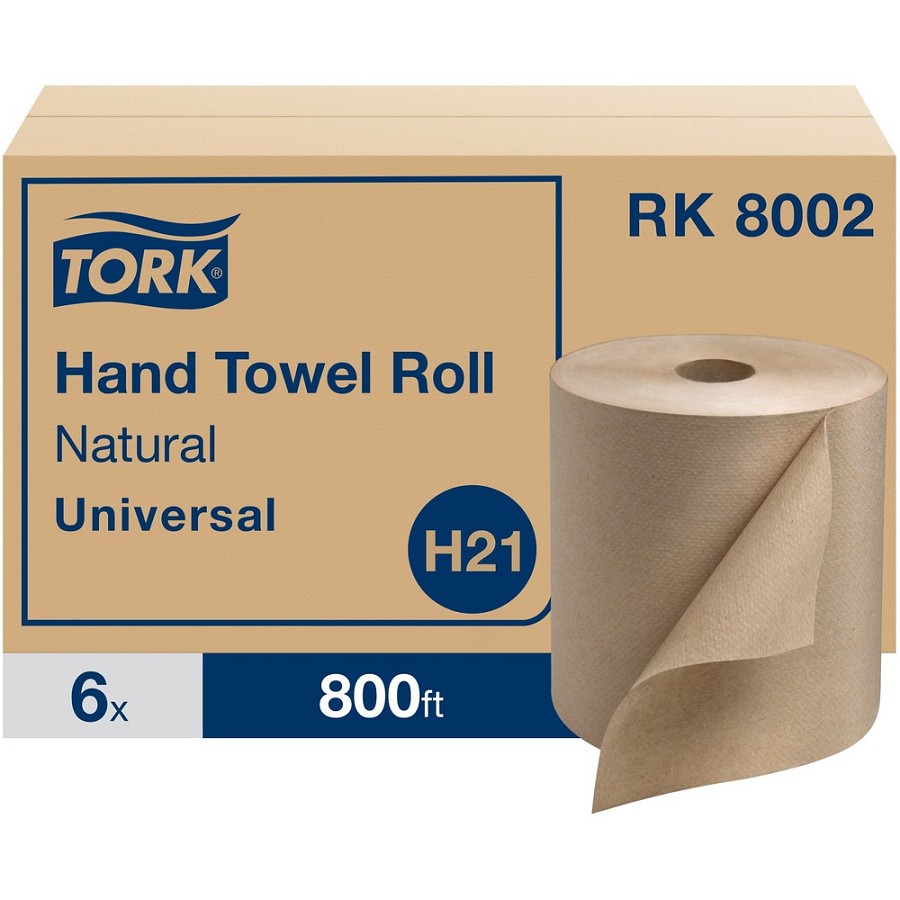 TORK Universal Hand Towel Roll - 1 Ply - 7.90' Width x 800 ft Length - 800 Sheets/Roll - 7.80' Roll Diameter - 1 29/32' Core - Natural - Paper - 6 / Carton 