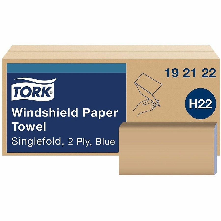 TORK Windshield Paper Towel, Folded - 2 Ply - 9.25' Width x 10.25' Length - Blue 