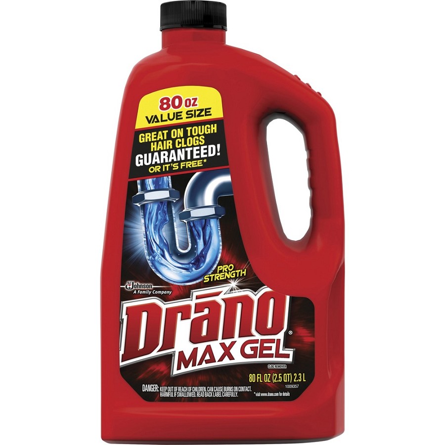 Drano Max Gel Clog Remover - Ready-To-Use - 80 fl oz (2.5 quart) - Yellow - 6 / Carton 