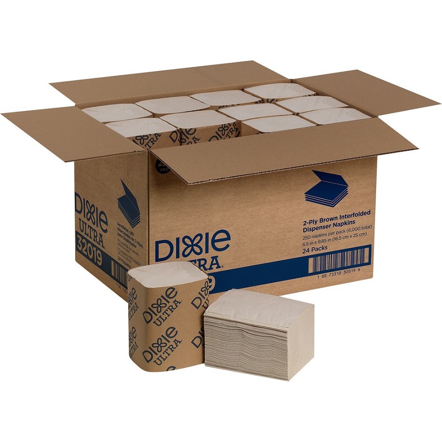 Dixie Ultra Interfold Napkin Dispenser Refill - 2 Ply - Interfolded - 6.50' Width x 9.85' Length - Brown - 250/Pack - 24 / Carton 