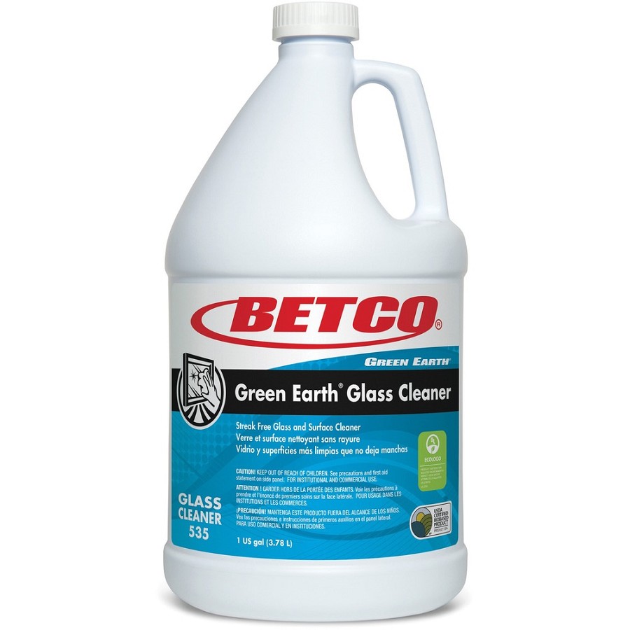 Betco Green Earth Glass Cleaner - Concentrate - 128 fl oz (4 quart) - Bio-based, Non-scratching, Non-streaking, Fog-free, Pleasant Scent, Residue-free - Blue - 4 / Carton 