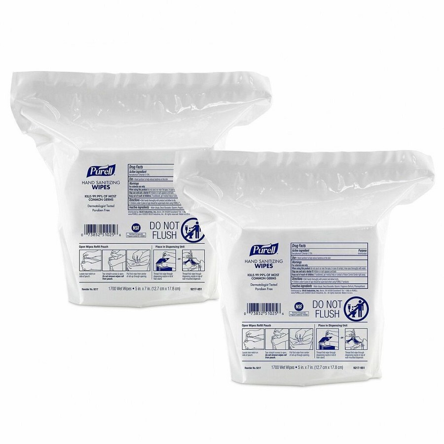 PURELL Hand Sanitizing Wipes Dispenser Refill - WhiteBag - 1700/Bag - 2 / Carton 