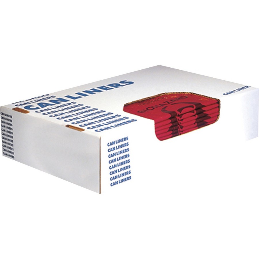 Heritage 1.3 mil Color-coded Can Liner - 30 gal Capacity - 43' Length x 30' Width x 1.30 mil (33 Micron) Thickness - Low Density - Red - Commercial, Healthcare Can - 200 / Carton 