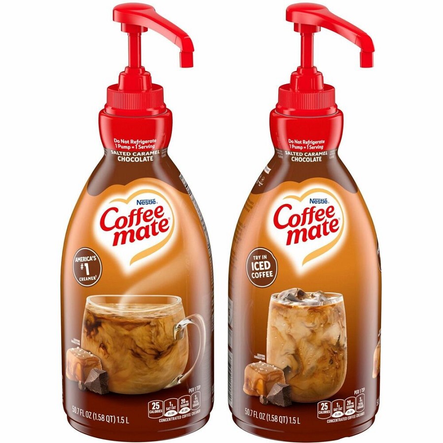 Coffee mate Salted Caramel Chocolate Liquid Concentrate Coffee Creamer - Pump Bottle - Salted Caramel Chocolate Flavor - 50.70 fl oz (1.50 L) - 600 Serving - 2 / Carton 