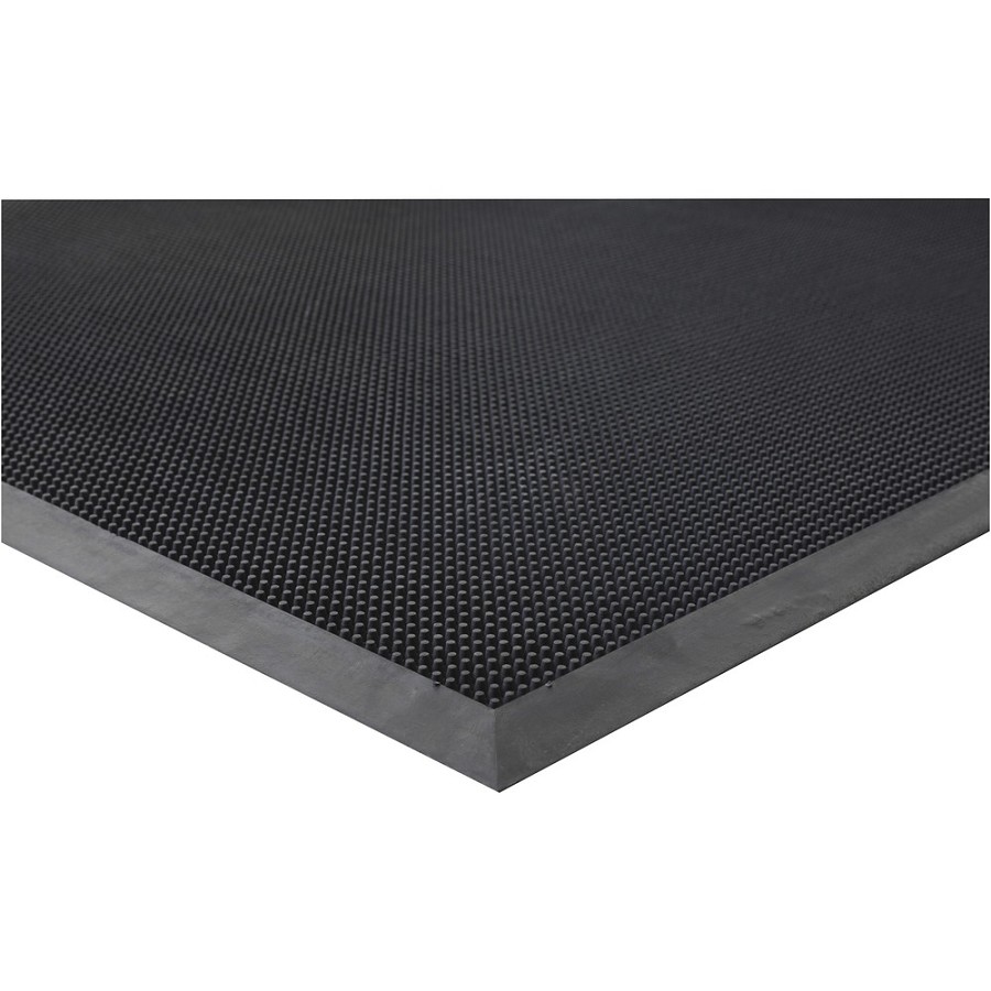 Genuine Joe Brush Tip Scraper Mat - Indoor, Outdoor - 60' Length x 36' Width x 0.400' Thickness - Rectangular - Rubber - Black - 1 Each 