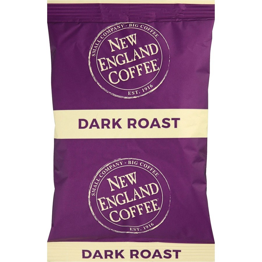 New England Coffee Portion Pack French Roast Coffee - Dark - 2.5 oz Per Pack - Portion Pack - 24 / Carton 