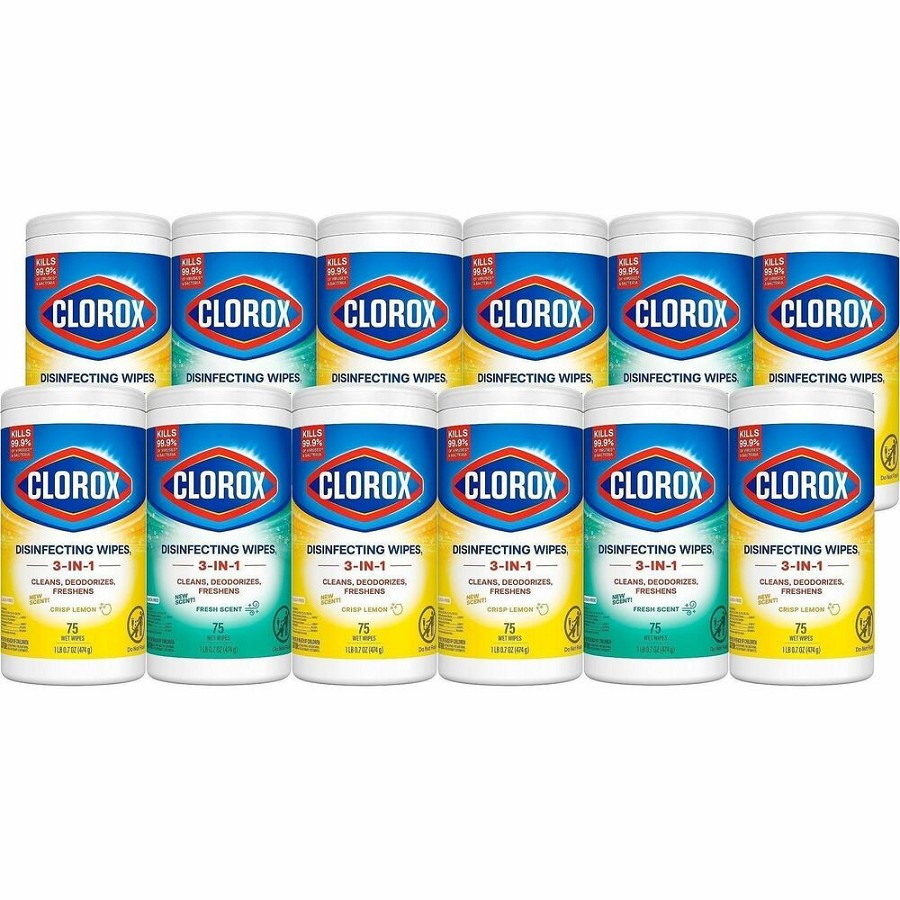 Clorox Disinfecting Bleach Free Cleaning Wipes Value Pack - For Multi Surface, Multipurpose - Ready-To-Use - Wipe - Fresh, Crisp Lemon Scent - Recommended For: Grease Remover, Soap Scum Remover, Grime Remover, Germs Remover, Bacteria Remover, Dust Mite Re 