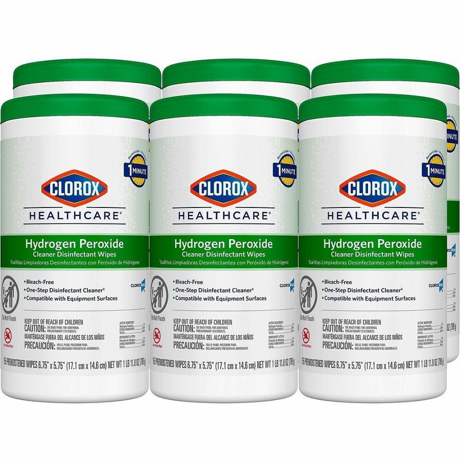 Clorox Healthcare Hydrogen Peroxide Cleaner Disinfectant Wipes - For Multi Surface, Multipurpose - Wipe - 5.75' Length x 6.75' Width - Recommended For: Bacteria Remover, Fungi Remover, Virus Remover, Germs Remover, Soil Remover - Bleach-free, Antibacteria 
