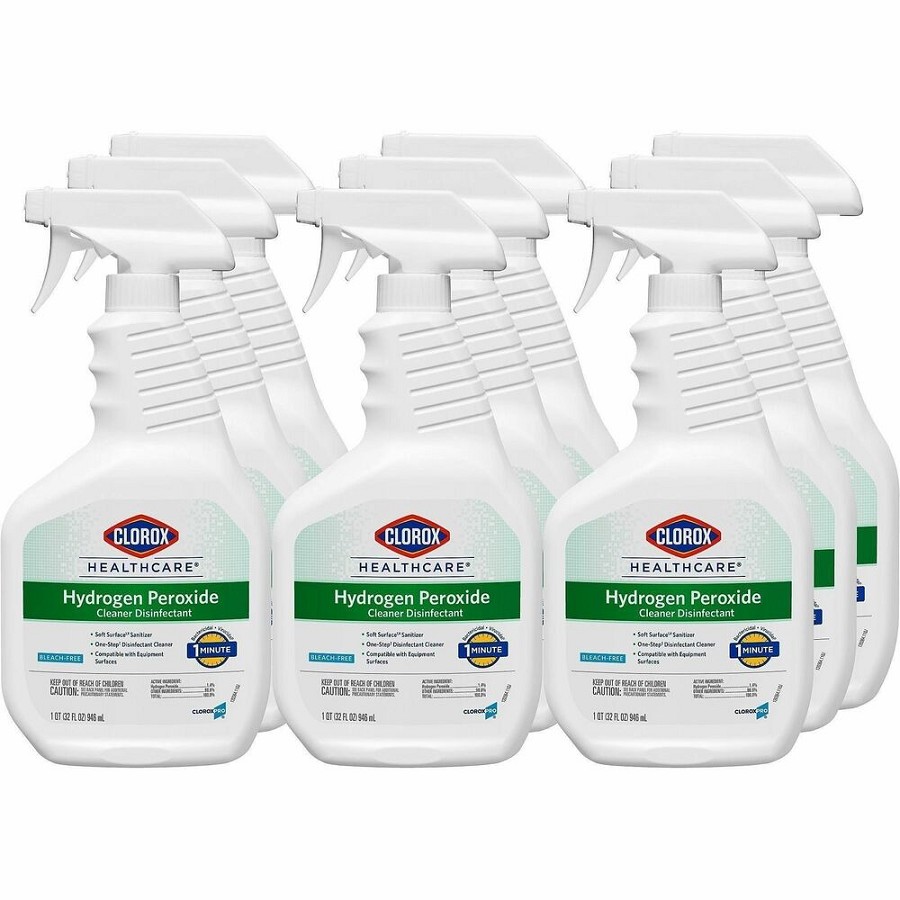 Clorox Healthcare Hydrogen Peroxide Cleaner Disinfectant Spray - 32 fl oz (1 quart) - Bleach-free, Disinfectant, Antibacterial - Clear - 9 / Carton 