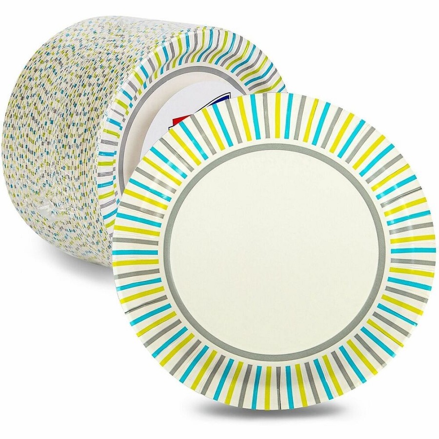 Genuine Joe 7' Printed Paper Plates - Disposable - 7' Diameter - Assorted - 125/Pack - 4 / Carton 