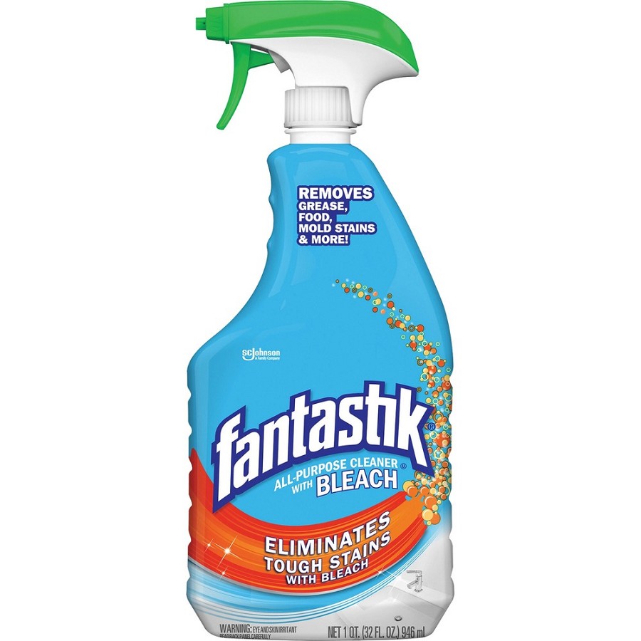 fantastik All-purpose Cleaner with Bleach - 32 fl oz (1 quart) - Fresh Clean Scent - Anti-bacterial - Clear - 8 / Carton 