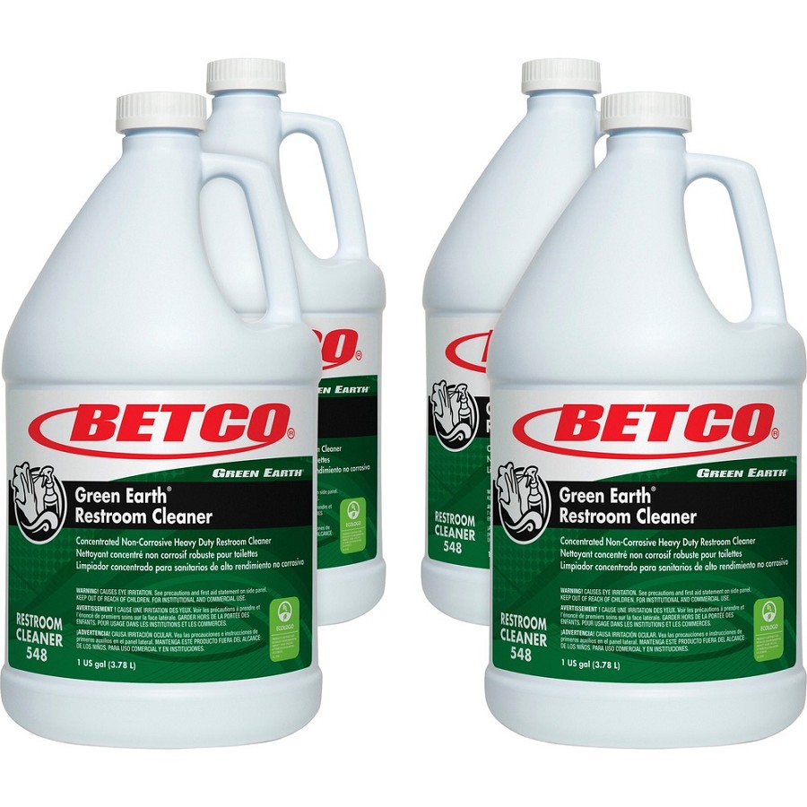 Betco Green Earth Restroom Cleaner - Concentrate - 128 fl oz (4 quart) - Citrus Floral Scent - Non-corrosive, Heavy Duty, Water Soluble - Green - 4 / Carton 