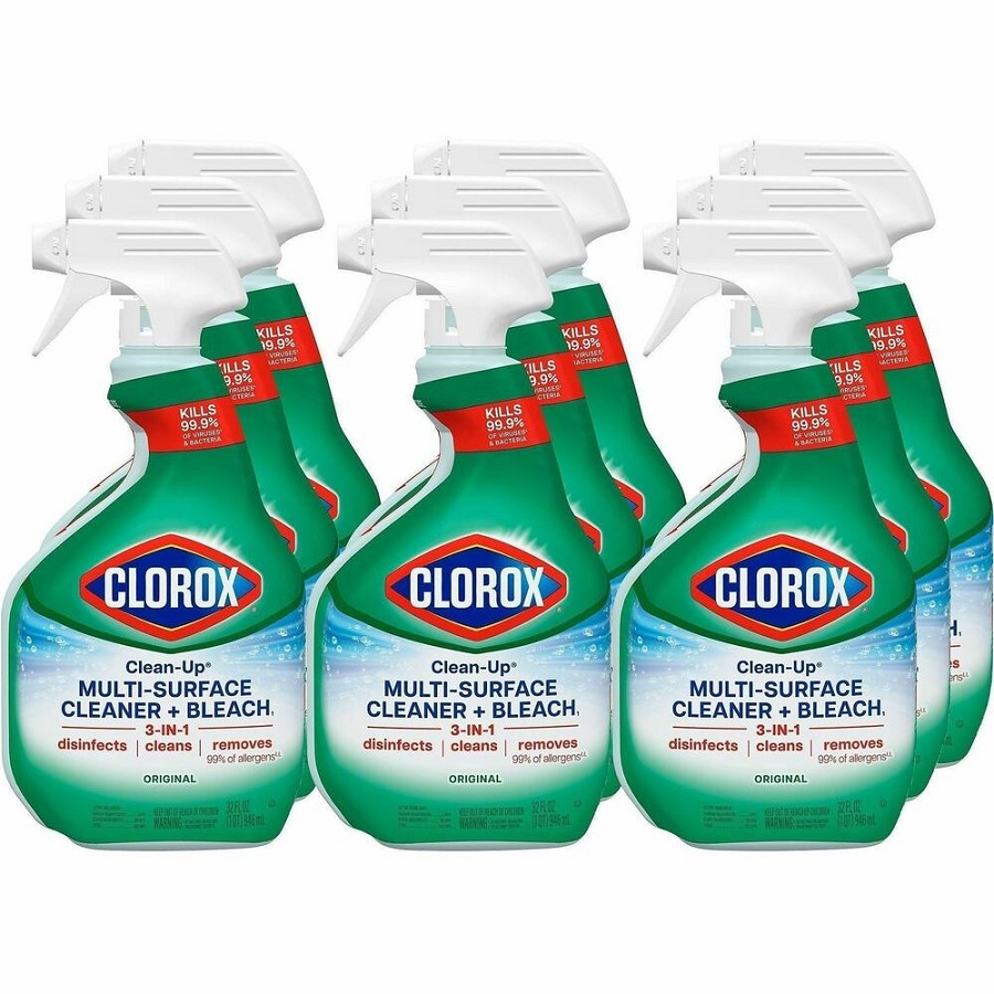 Clorox Clean-Up Multi-Surface Cleaner with Bleach - For Multi Surface - 32 fl oz (1 quart) - Original Scent - Recommended For: Stain Remover - Deodorize, Disinfectant, Easy to Use - Multi - 9 / Carton 