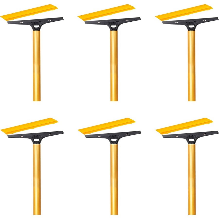 Ettore Heavy Duty Floor Scraper - 4' Carbon Steel Blade - 48' Anodized Aluminum Handle - Heavy Duty, Angled Head, Rubberized Grip - Gold - 6 / Carton 