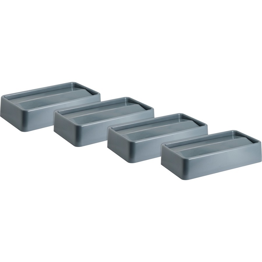 Genuine Joe Space-saving Container Swing Lid - Rectangular - Gray - 4 / Carton 
