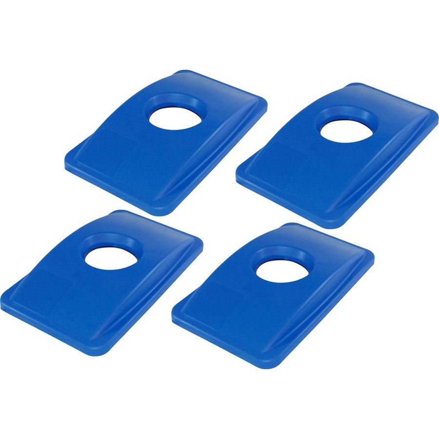 Genuine Joe 23-gallon Recycling Bin Round Cutout Lid - Round - Blue - 4 / Carton 