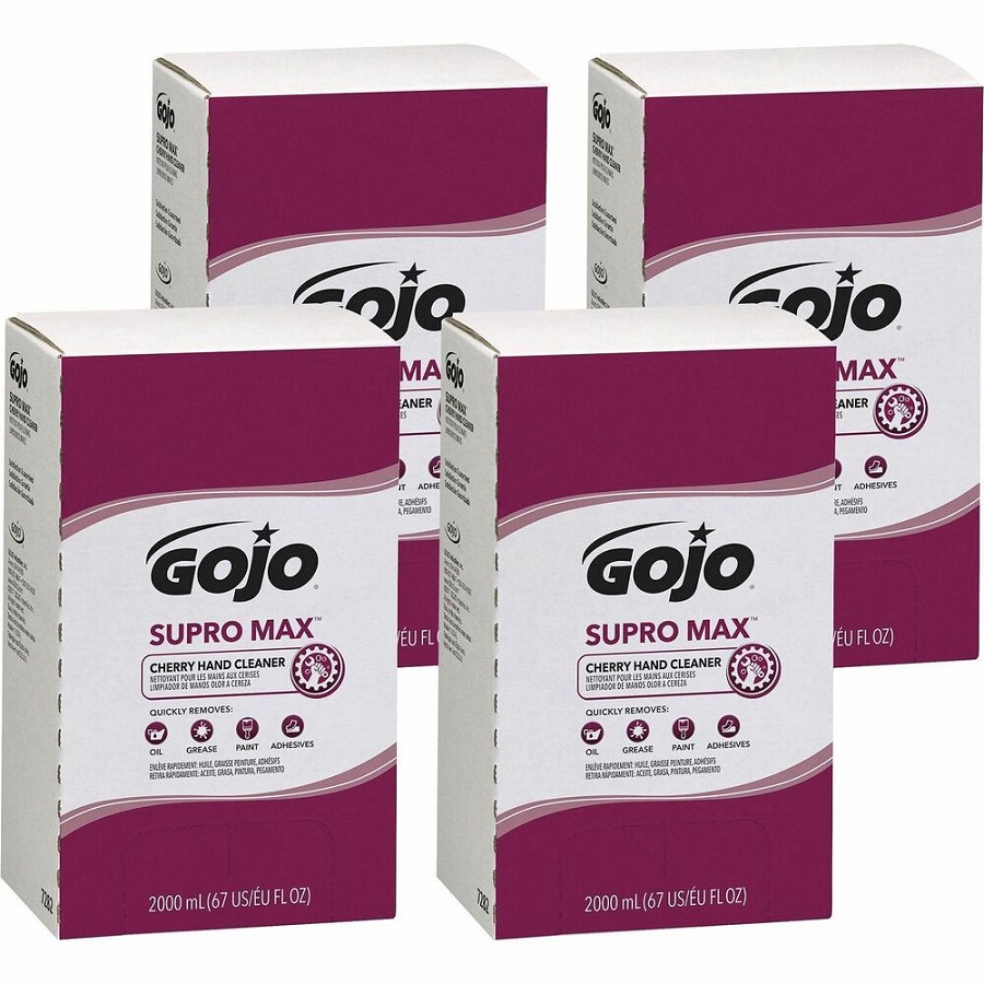 Gojo Supro Max Hand Cleaner - Cherry Scent - 2.11 quart - Adhesive Remover, Soil Remover - Hand - Tan - 4 / Carton 