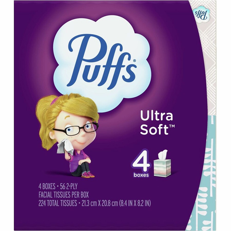 Puffs Ultra Soft Facial Tissue - 2 Ply - WhiteBox - 56/Box - 6 / Carton 