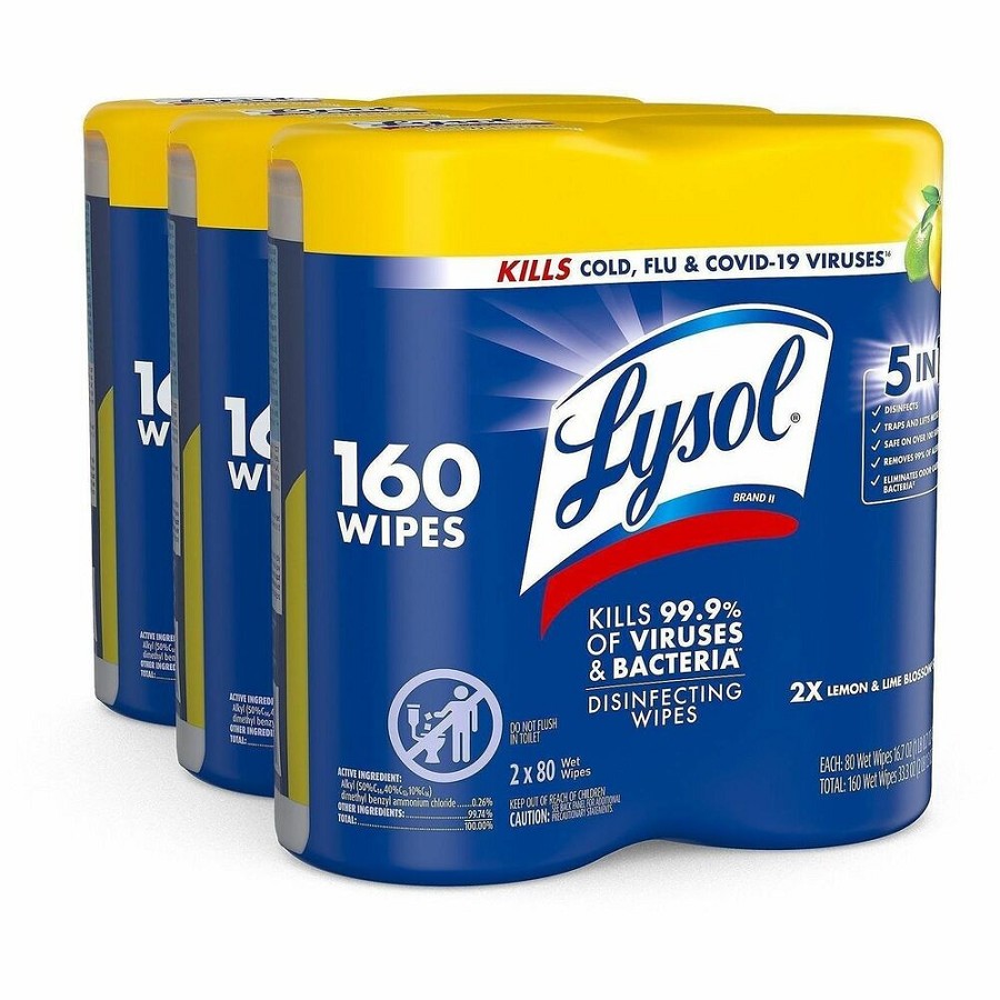 Lysol Disinfecting Wipes - For Multi Surface, Multipurpose - Wipe - Lemon Lime Scent - Recommended For: Bacteria Remover, Virus Remover, Germs Remover, Fungi Remover, Allergen Remover, Mildew Remover, Mold Remover, Pet Dander Remover, Dust Mite Remover, P 