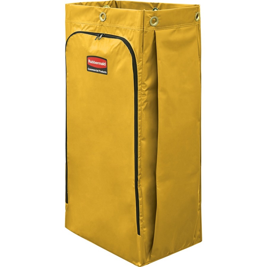 Rubbermaid Commercial Cleaning Cart 34-Gallon Replacement Bags - 34 gal Capacity - 16.80' Length x 10.50' Width - Zipper Closure - Yellow - Vinyl - Janitorial Cart - 4 / Carton 