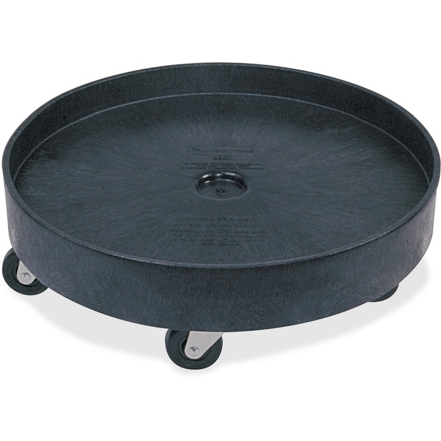 Rubbermaid Commercial Universal Drum Dolly - 5 Casters - Plastic - Black - 2 / Carton 