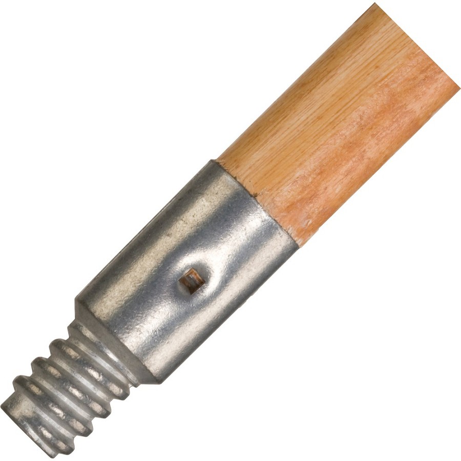 Rubbermaid Commercial Threaded Tip Wood Broom Handle - 1.30' Diameter - Natural, Lacquer - Metal, Wood - 12 / Carton 