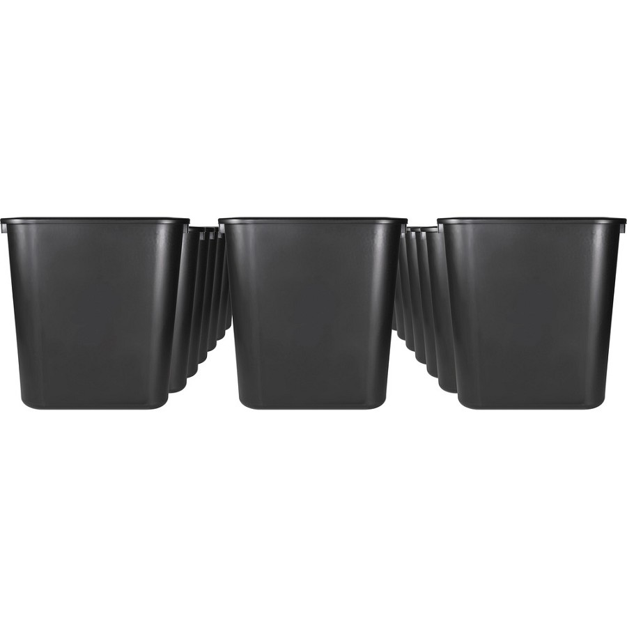 Sparco Rectangular Wastebasket - 7 gal Capacity - Rectangular - 15' Height x 14.5' Width x 10.5' Depth - Polyethylene - Black - 24 / Carton 