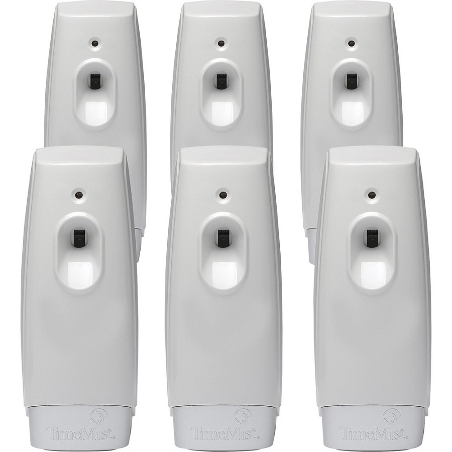 TimeMist Settings Air Freshener Dispenser - 0.13 Hour, 0.25 Hour, 0.50 Hour - 30 Day Refill Life - 2 x AA Battery - 6 / Carton - White 