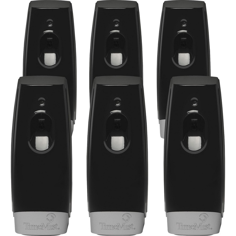TimeMist Settings Air Freshener Dispenser - 0.13 Hour, 0.25 Hour, 0.50 Hour - 30 Day Refill Life - 2 x AA Battery - 6 / Carton - Black 