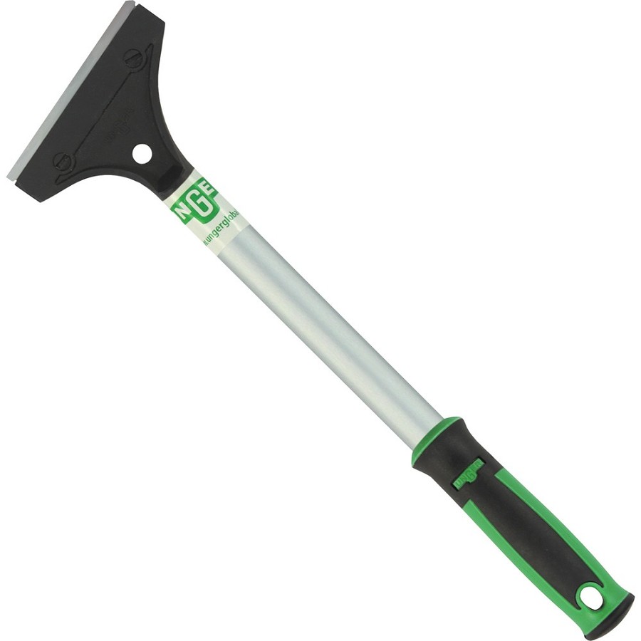 Unger Surface Scraper with 12' Handle - Carbon Steel Blade - 12' Handle - Protective Cap, Ergonomic Handle - Green - 10 / Carton 
