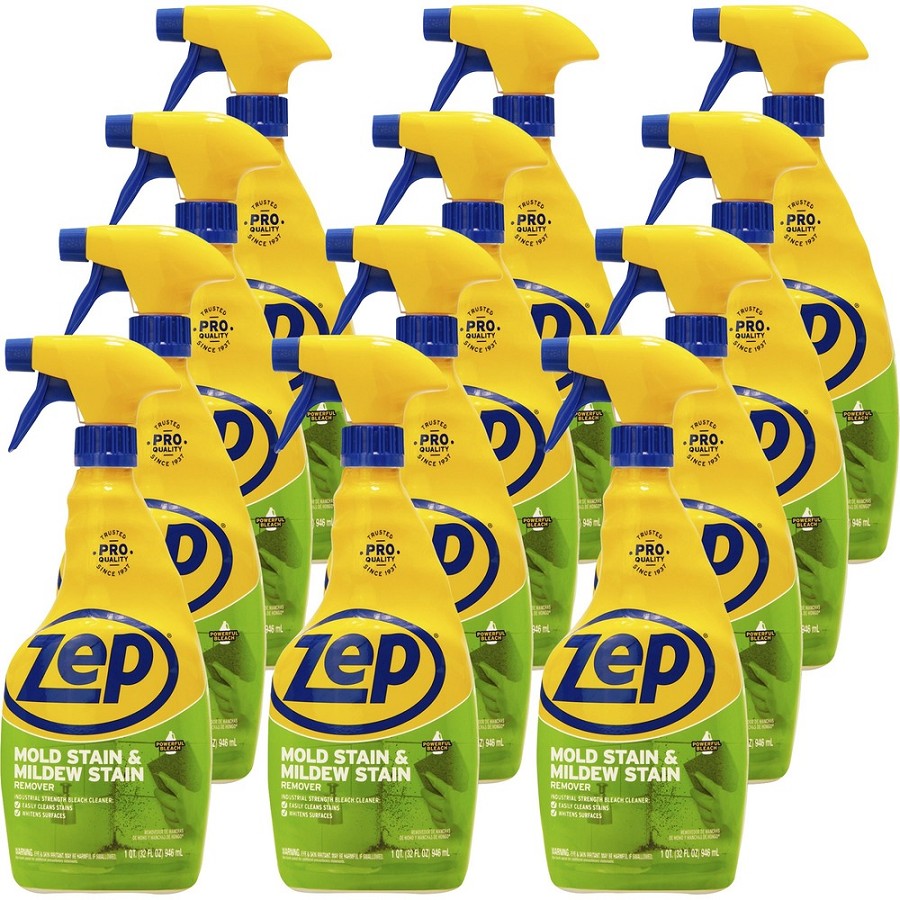 Zep No-Scrub Mold/Mildew Remover - For Multi Surface - 32 fl oz (1 quart) - Recommended For: Stain Remover - Disinfectant - Blue - 12 / Carton 