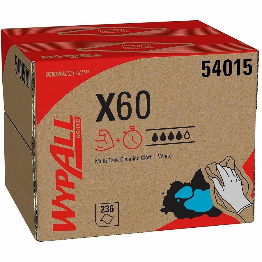 Wypall GeneralClean X60 Multi-Task Cleaning Cloths - Brag Box - 11.10' Width x 16.80' Length - White - Cloth/ - 236 / Carton 