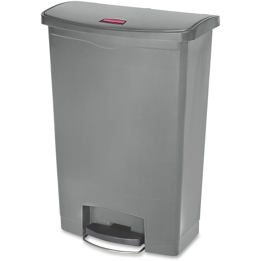 Rubbermaid Commercial Slim Jim 24-Gal Step-On Container - Step-on Opening - 24 gal Capacity - Durable, Damage Resistant, Smooth, Easy to Clean, Contoured Edge - 32.5' Height x 13.9' Width x 22.4' Depth - Plastic, Resin - Gray - 1 Each 