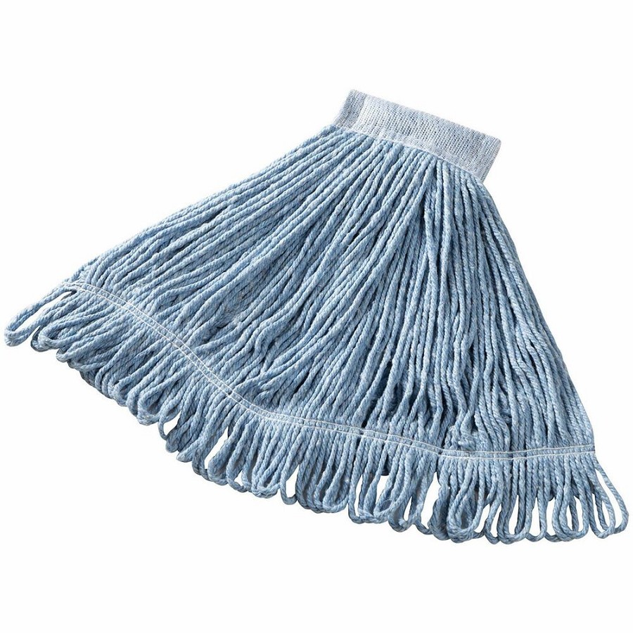 Rubbermaid Commercial 5' Headband Blend Wet Mop - Moisture Resistant, Looped Ends, Durable - Cotton, Synthetic Yarn - Blue - 1.25 lb - 6 / Carton 
