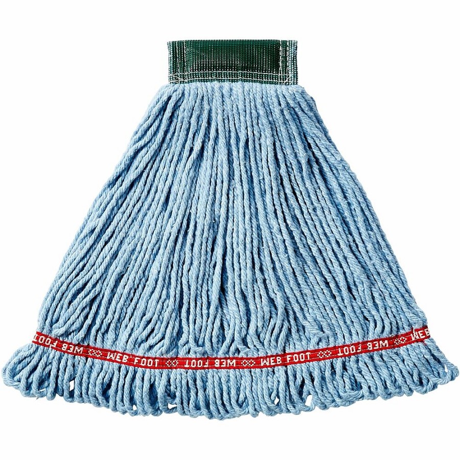 Rubbermaid Commercial 5' Headband Shrinkless Wet Mop - Medium - Moisture Resistant, Chemical Resistant, Looped Ends, Durable, Antimicrobial, Shrinkless, Odor Resistant, Stain Resistant, Colorfast - Synthetic, Yarn, Cotton, PVC - Blue - 1.25 lb - 6 / Carto 