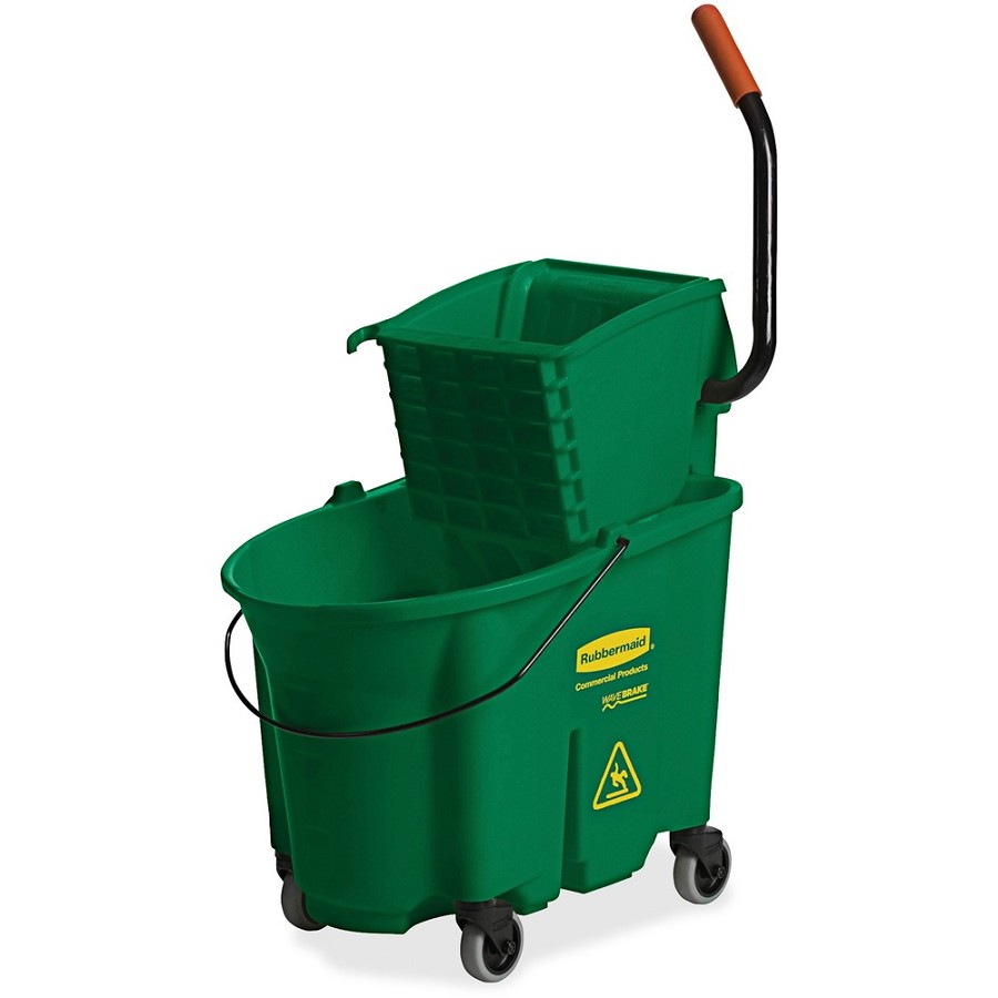 Rubbermaid Commercial WaveBrake 35 QT Side Press & Wringer - 8.75 gal - Splash Resistant - Tubular Steel, Plastic - Green - 1 Each 