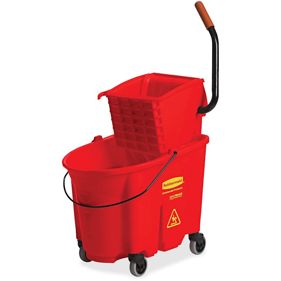 Rubbermaid Commercial WaveBrake 35 QT Side Press & Wringer - 8.75 gal - Splash Resistant - 36.5' x 15.7' x 20.1' - Tubular Steel, Plastic - Red - 1 Carton 