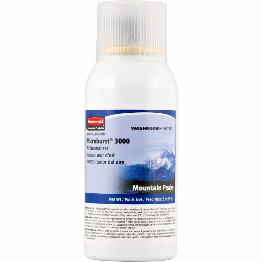 Rubbermaid Commercial Microburst 3000 Mountain Peaks Air Spray - Spray - Mountain Peaks - 168 Day - Long Lasting, Odor Neutralizer - 12 / Carton 