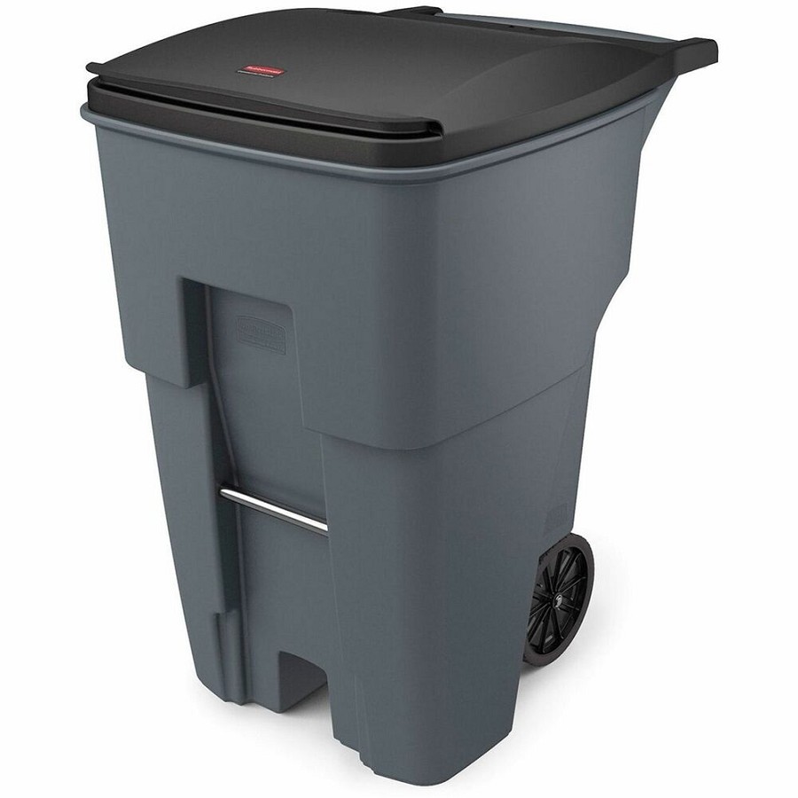 Rubbermaid Commercial 95-gallon Rollout Container - 95 gal Capacity - UV Resistant, Wheels, Mobility - 37.5' Height x 28.6' Width x 46' Depth - Gray - 1 Each 