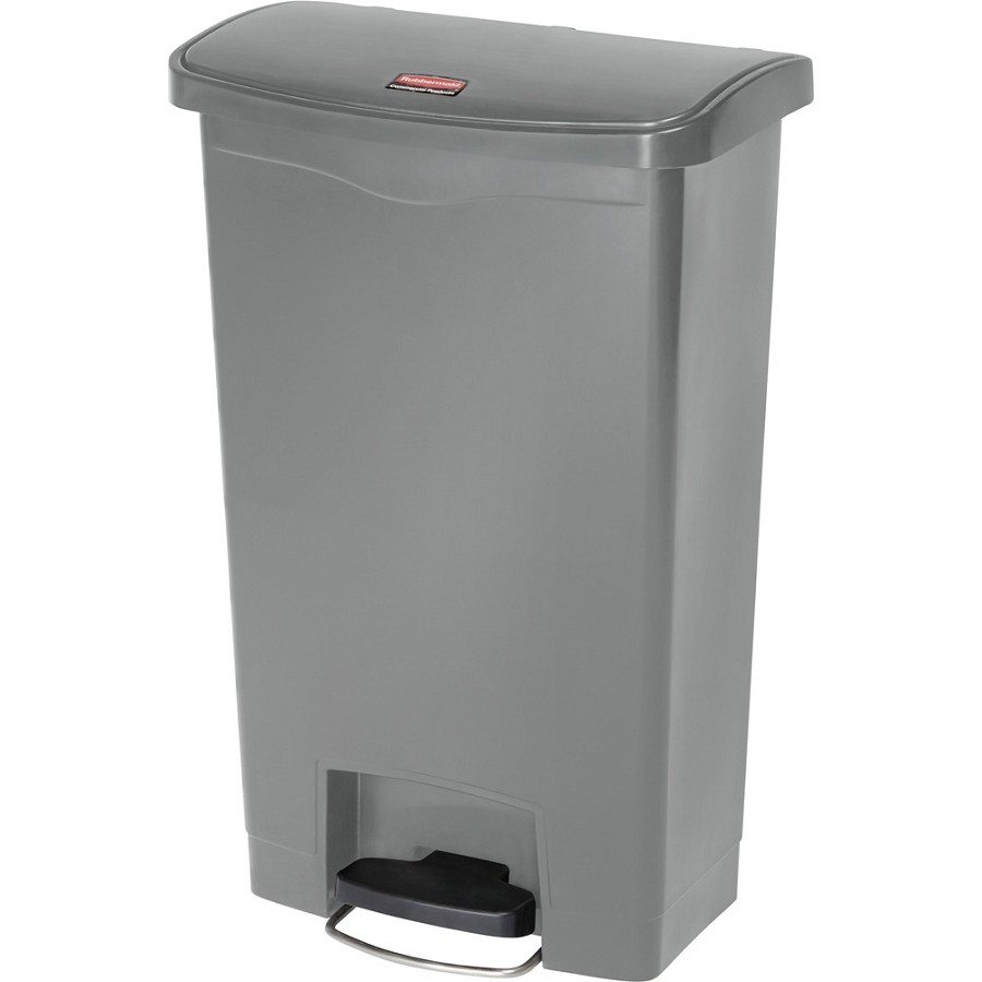 Rubbermaid Commercial Slim Jim 13G Front Step Container - Step-on Opening - 13.21 gal Capacity - Durable, Damage Resistant, Smooth, Easy to Clean, Contoured Edge - Plastic, Resin - Gray - 1 Each 