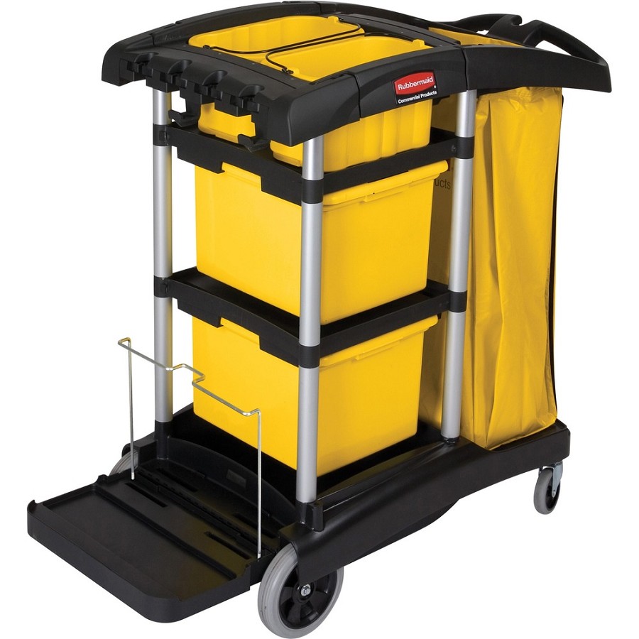 Rubbermaid Commercial High Capacity Janitorial Cart - 4' Caster Size - 48.25' Width x 22' Depth x 44' Height - Yellow, Black - 1 Each 