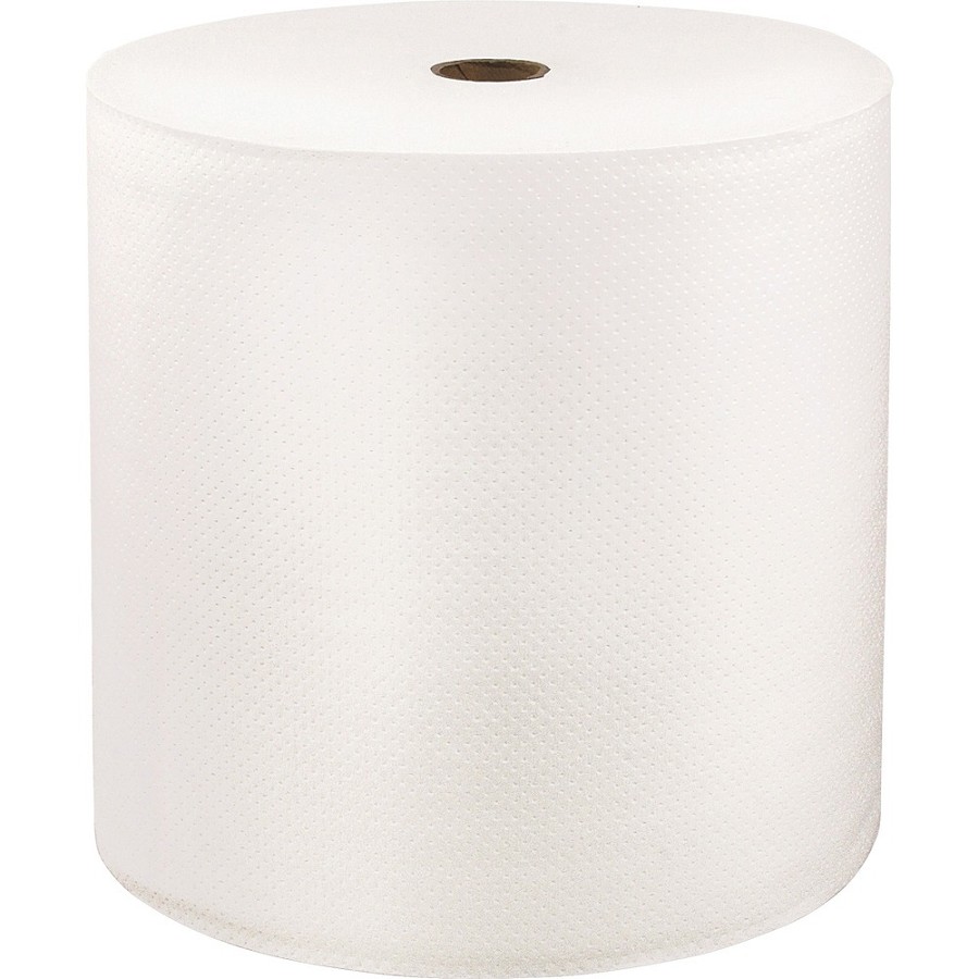LoCor Hardwound Roll Towels - 1 Ply - 7' Width x 1000 ft Length - Fully embossed - Bright White - Fiber - 6 / Carton 