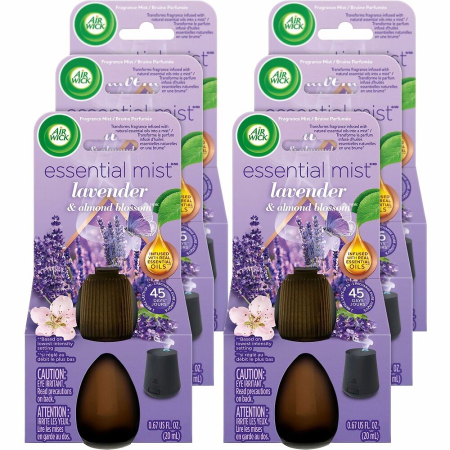 Air Wick Essential Mist Scented Diffuser Oil Refills - Oil - 0.7 fl oz (0 quart) - Lavender & Almond Blossoms - 45 Day - Long Lasting - 6 / Carton 