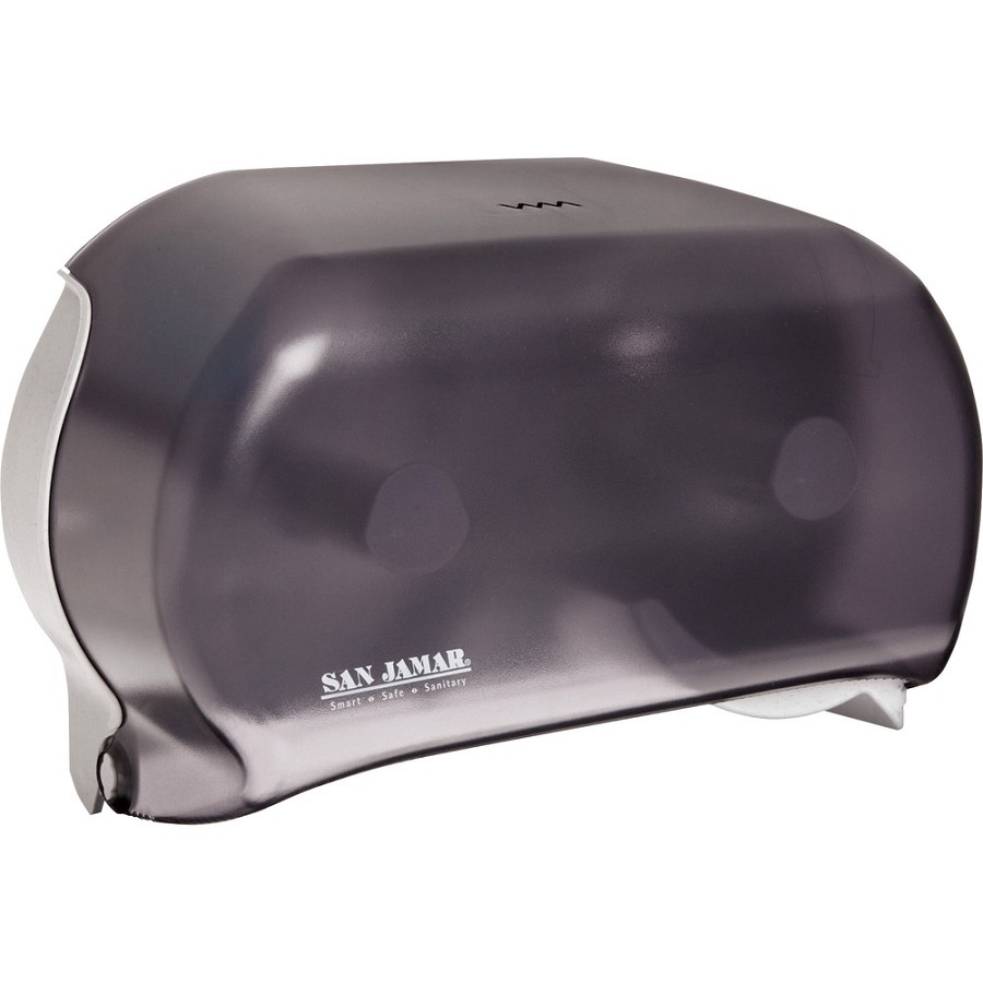 San Jamar Dual Roll Tissue Dispenser - Roll Dispenser - 2 x Roll - 12.8' Height x 12.2' Width x 5.7' Depth - Plastic - Black Pearl - Ergonomic, Hygienic, Translucent, Compact, Contemporary Style, Durable, Break Resistant, Anti-bacterial - 6 / Carton 
