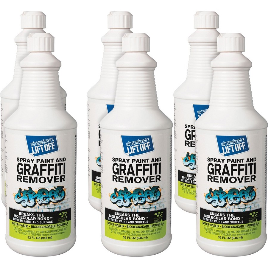 Mötsenböcker's Lift Off Spray Paint/Graffiti Remover - For Multi Surface, Multipurpose - Liquid - 32 fl oz (1 quart) - Recommended For: Paint Remover, Graffiti Remover - Environmentally Friendly, Water Based - White - 6 / Carton 